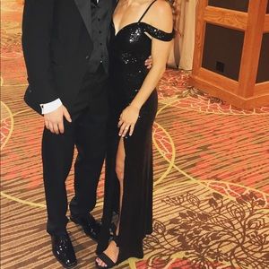 Black Sequin Evening Gown by Luxxel